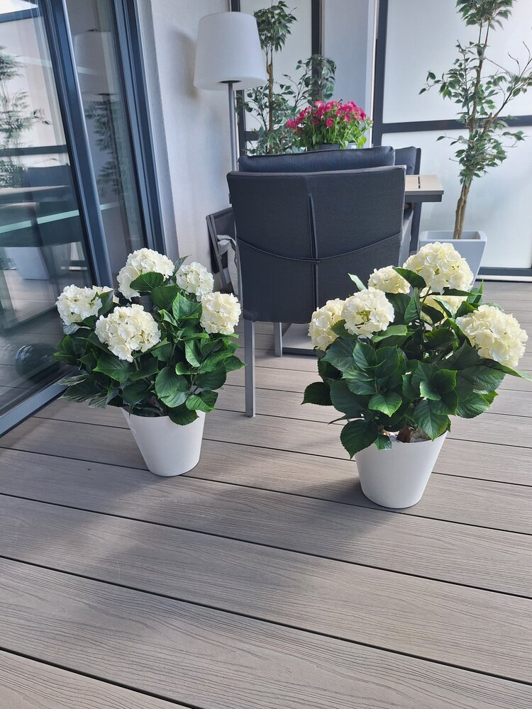 Buiten Kunst Hortensia wit 65cm UV-bestendig