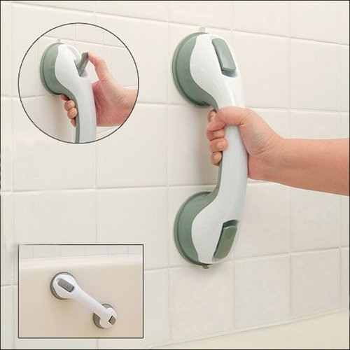 Bathroom handle with suction cup