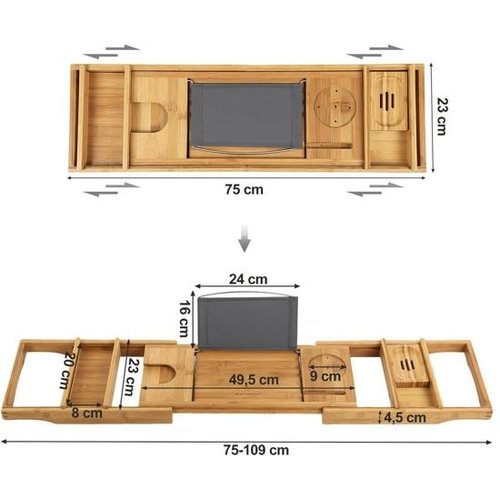 Extendable bath rack bamboo