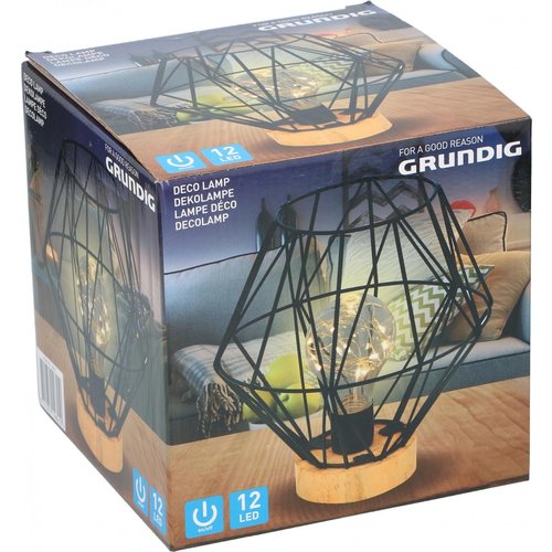 Grundig Grundig mood lamp - 12 LEDs - Ø17.5 x 18 cm - wood / metal