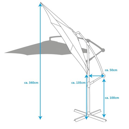 Freely suspended floating parasols - 3 metres - Different colours