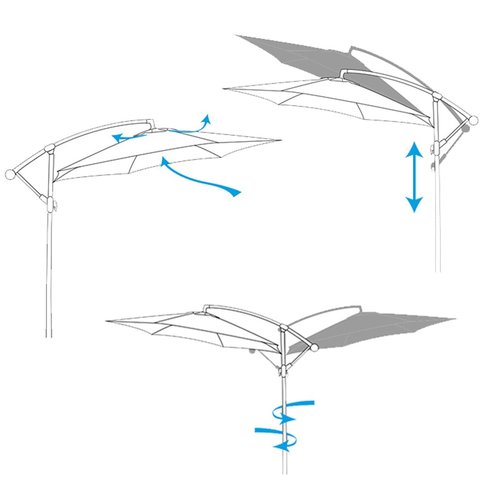 Freely suspended floating parasols - 3 metres - Different colours