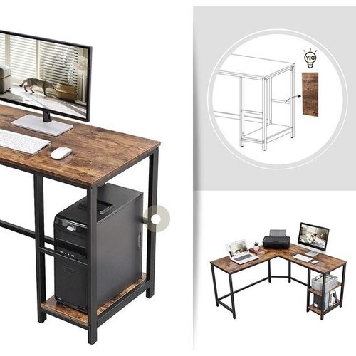 Parya Home - Corner desk - L-shaped - Wood - Brown