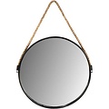 Round wall mirror with rope - ø38 cm - black/natural