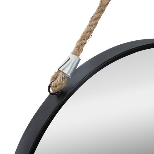 Round wall mirror with rope - ø38 cm - black/natural