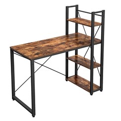 Parya Home - Computer table with shelves - Industrial desk - Brown