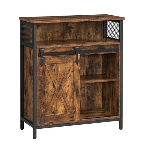 Parya Home - Sideboard - Cabinet with sliding door - Industrial - Wood - Brown