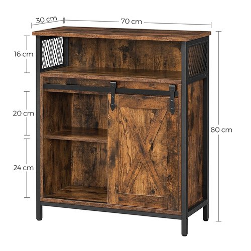 Parya Home - Sideboard - Cabinet with sliding door - Industrial - Wood - Brown