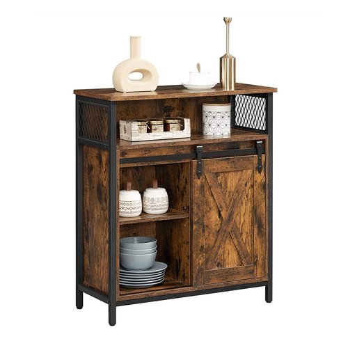 Parya Home - Sideboard - Cabinet with sliding door - Industrial - Wood - Brown