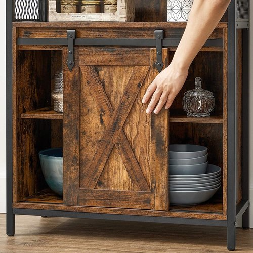 Parya Home - Sideboard - Cabinet with sliding door - Industrial - Wood - Brown