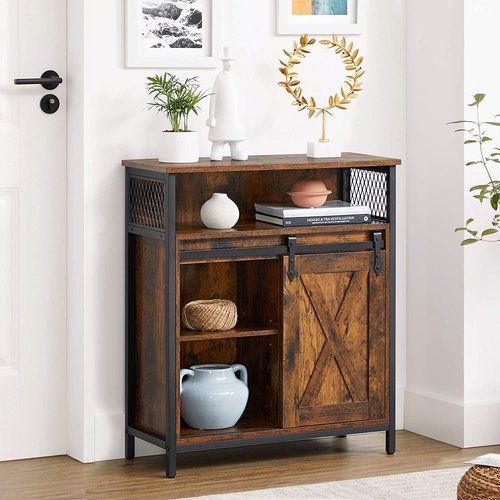 Parya Home - Sideboard - Cabinet with sliding door - Industrial - Wood - Brown