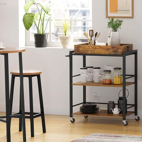 Parya Home - Serving trolley - 3 Layers - With wheels - Industrial - Brown