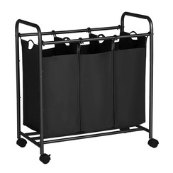 Parya Home - Laundry Basket - On Wheels - 132 Liter - Black