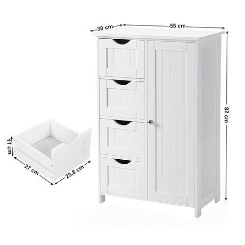 Parya Home - White Cupboard - Including 4 Cabinets & Door - Wood - White