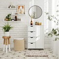 Parya Home - White Cupboard - Including 4 Cabinets & Door - Wood - White