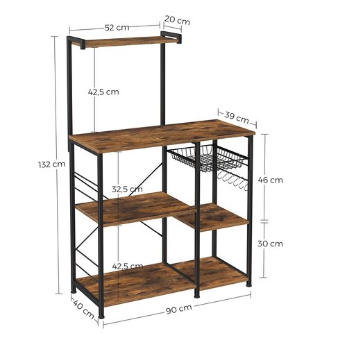 Parya Home - Keukenkast - Keukenrek - Industrieel - Hout - Bruin