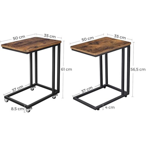 Vasagle Vasagle - Side Table On Wheels -  50x35x60 cm- Black