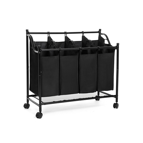 Laundry Sorter Basket On Wheels - Large Double Laundry Sorting Basket With Four Compartments - Sorting Laundry Bag - 4 Laundry Bags