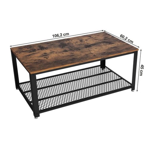 Vasagle Coffee Table - Vintage - Brown - 106,2 x 45 x 60,2 cm