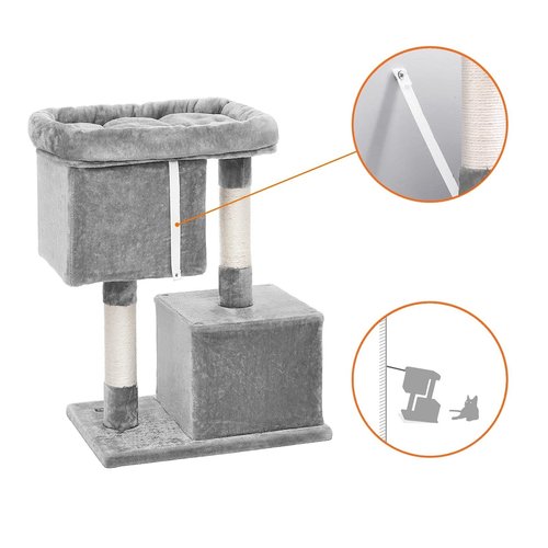 Parya Pets Parya Pets - Cat Tree - 2 Platforms - Grey