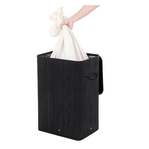 Parya Home - Laundry Basket - Bamboo - 72L - Black