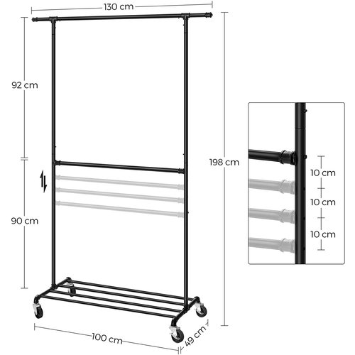 Songmics - Clothes Rack On Wheels - Black