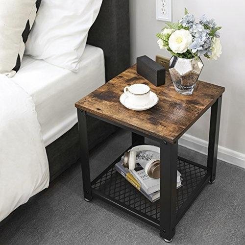 Parya Home - Side Table - Metal - Dark Brown