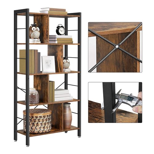 Parya Home - Bookcase - 5 Shelves - Wood - Brown