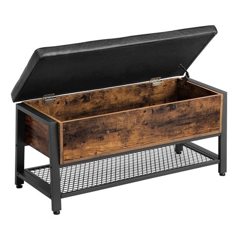 Parya Home - Bench with storage - Metal/wood - Brown