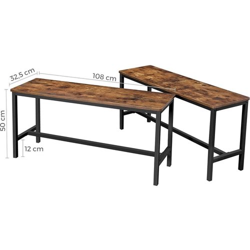 Vasagle - Table Benches - Set Of 2 - Vintage - 108 x 32,5 x 50 cm