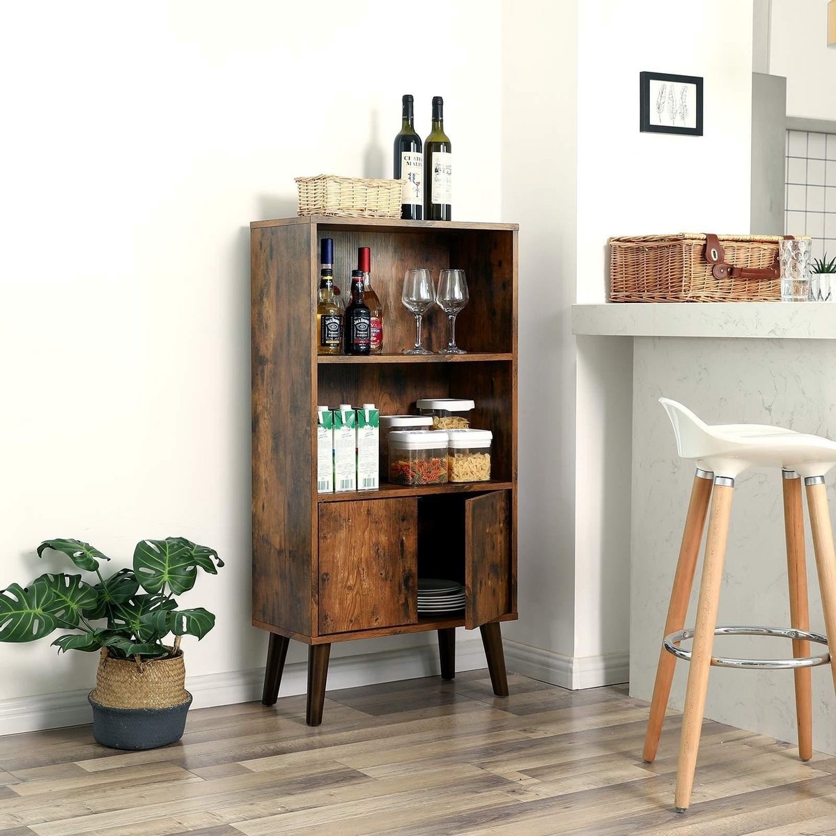 Vasagle Retro Bookcase Wood Look 60 x 30 x 120 cm