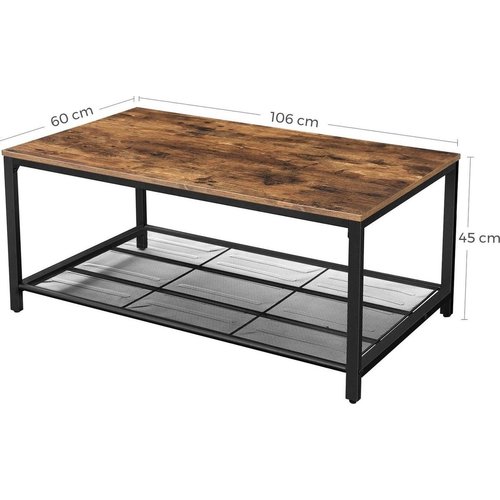 Vasagle - Coffee table - Vintage - Dark brown - 106 x 60 x 45 cm