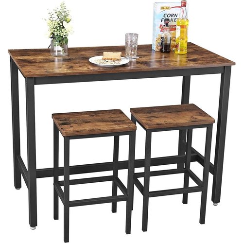 Parya home - Bar Table Set - 120x60x90 - Dark Brown