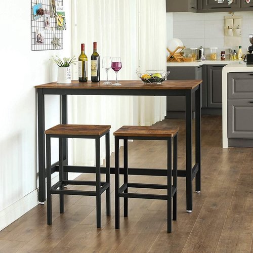 Parya home - Bar Table Set - 120x60x90 - Dark Brown