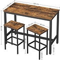 Parya Home - Bar Table Set - With Bar Chairs - Vintage - Brown