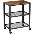 Parya Home - Serving Cart on Wheels - Includes 2 Grid Shelves - 4 Wheels - Vintage - Dark Brown