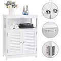 Parya Home - White Bathroom Cabinet - Includes 2 Slat Doors - Rustic - MDF