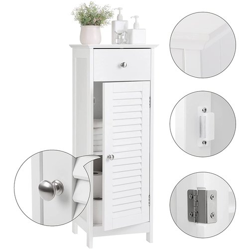 Parya Home - White Bathroom Cabinet - Includes 1 panelled door - Rustic - MDF