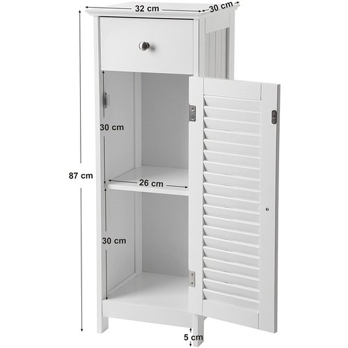 Parya Home - White Bathroom Cabinet - Includes 1 panelled door - Rustic - MDF