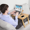 Parya Home - Wooden Laptop Table - Adjustable - Foldable - Bamboo - Brown