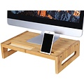 Parya Home - Wooden Monitor Stand - Includes sluef for phone - Compartment for Pens - Bamboo - Brown