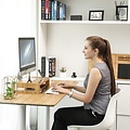 Parya Home - Wooden Monitor Stand - Includes sluef for phone - Compartment for Pens - Bamboo - Brown