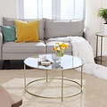 Parya Home - Round Coffee Table - Glass Plate - Metal Frame - Coffee Table - Gold