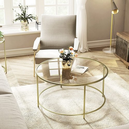 Parya Home - Salontafel - Metaal/Glas - Goud