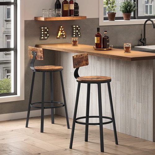 Parya Home - Barstool - Set Of 2 - Vintage - Black