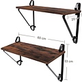 Parya Home - Wooden Wall Shelves - Set of 2 - Stable Hanging Shelves - Industrial - Dark Brown