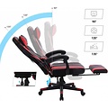 Luxurious Gaming Chair - With Head Cushion - Leatherette - Black & Red