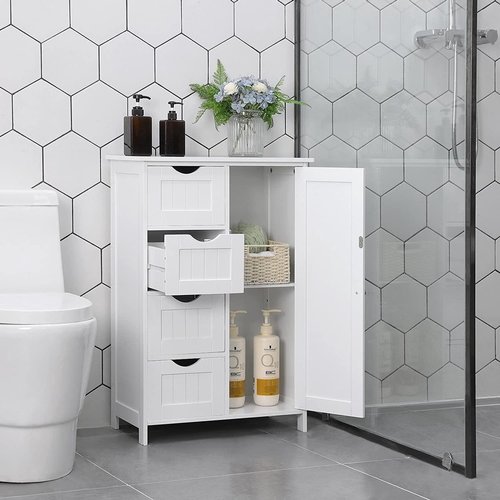 Bathroom Cabinet - 4 Drawers - MDF - White