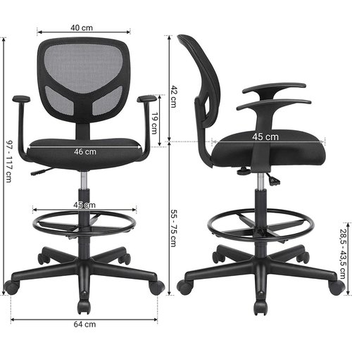 Songmics Office chair - Black - Polyurethane - 70 x 70 x 128