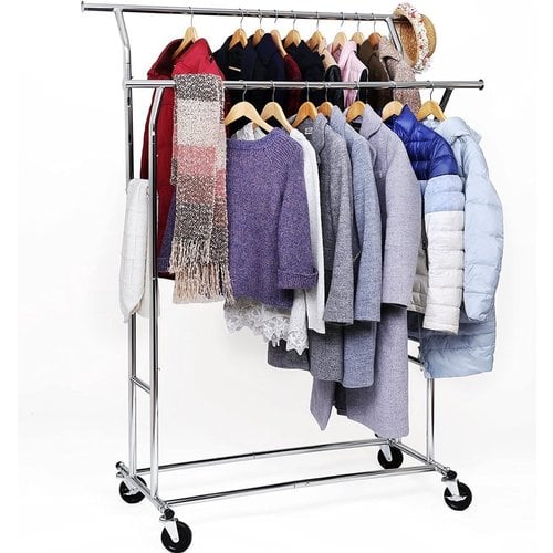 clothes rack on 4 large wheels - very stable up to 110 kg - adjustable